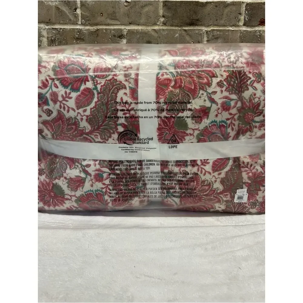 Pottery Barn Jane Floral Handcrafted Reversible Quilt King Cali Bedding NWT